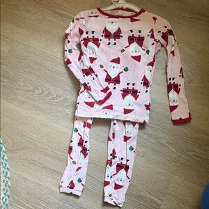 Santa Print Pink Toddler Pajamas